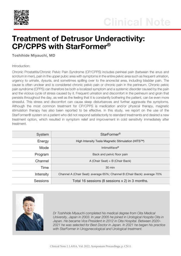 Treatment of Detrusor Underactivity: CP/CPPS with StarFormer®