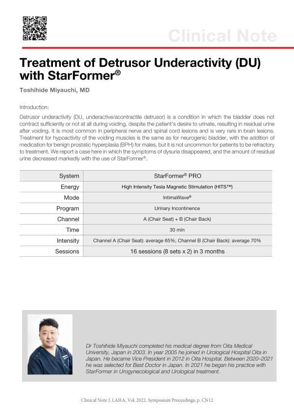 Treatment of Detrusor Underactivity (DU) with StarFormer®