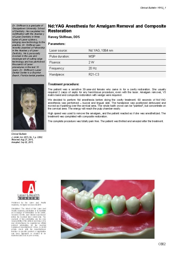 Nd:YAG Anesthesia for Amalgam Removal and Composite Restoration